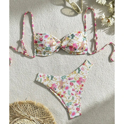 Cyflymder Ensemble Bikini Sexy Femme Imprimé Bandage Sexy Plage Biquinis Nouveau Maillot De Bain D'été Mode Vacances Maillot De Bain Ensemble Bikini