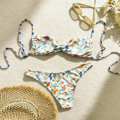 Cyflymder Ensemble Bikini Sexy Femme Imprimé Bandage Sexy Plage Biquinis Nouveau Maillot De Bain D'été Mode Vacances Maillot De Bain Ensemble Bikini