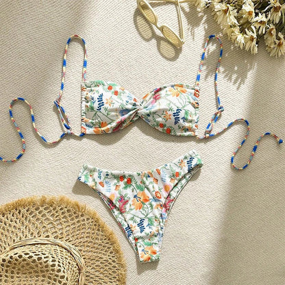 Cyflymder Ensemble Bikini Sexy Femme Imprimé Bandage Sexy Plage Biquinis Nouveau Maillot De Bain D'été Mode Vacances Maillot De Bain Ensemble Bikini