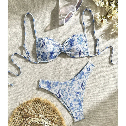 Cyflymder Ensemble Bikini Sexy Femme Imprimé Bandage Sexy Plage Biquinis Nouveau Maillot De Bain D'été Mode Vacances Maillot De Bain Ensemble Bikini