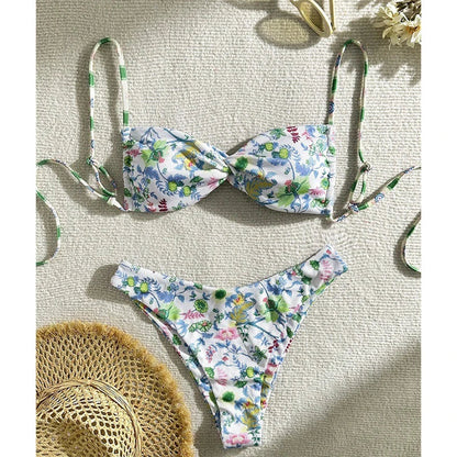 Cyflymder Ensemble Bikini Sexy Femme Imprimé Bandage Sexy Plage Biquinis Nouveau Maillot De Bain D'été Mode Vacances Maillot De Bain Ensemble Bikini
