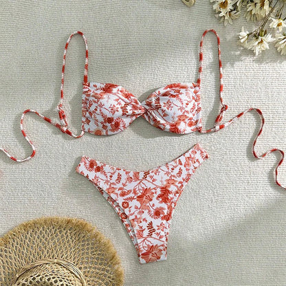 Cyflymder Ensemble Bikini Sexy Femme Imprimé Bandage Sexy Plage Biquinis Nouveau Maillot De Bain D'été Mode Vacances Maillot De Bain Ensemble Bikini