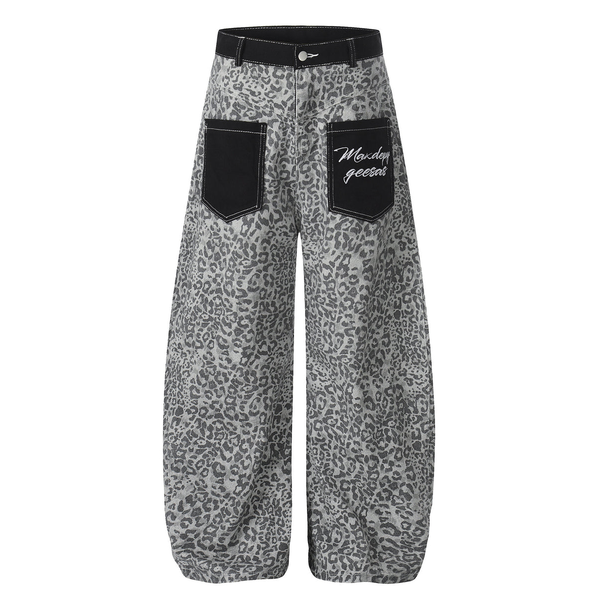DARKAGE Leopard Print Wide-Leg Pants with Contrast Contrast Pockets - Seldom Seen Styles