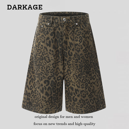 DARKAGE Vintage Leopard Print Denim Shorts / Jorts - Seldom Seen Styles
