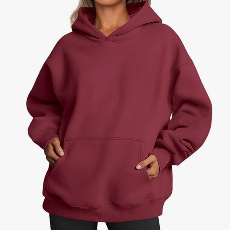 Trendiga Queen Dam Oversized Huvtröjor Fleece Sweatshirts Långärmade Tröjor Pullover Höstdräkter med ficka