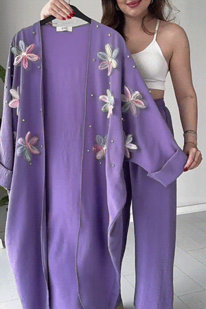 New summer three-dimensional butterfly decoration long-sleeved two-piece suit