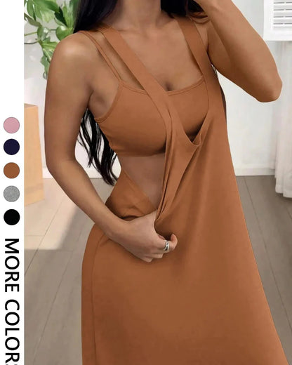Women's Two Piece Maxi Dress Set Cutout Bodycon Tank and Dress Summer Outfit