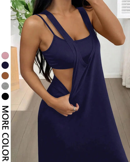 Women's Two Piece Maxi Dress Set Cutout Bodycon Tank and Dress Summer Outfit