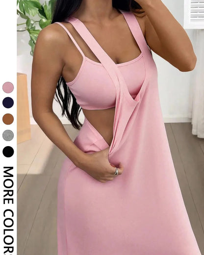 Women's Two Piece Maxi Dress Set Cutout Bodycon Tank and Dress Summer Outfit