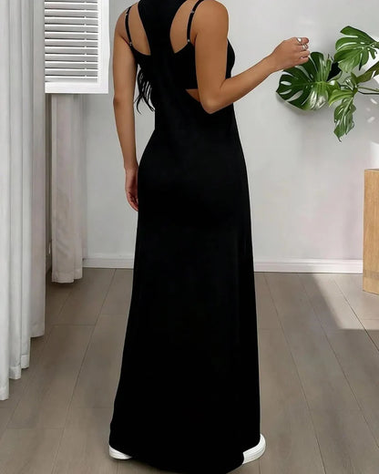 Women's Two Piece Maxi Dress Set Cutout Bodycon Tank and Dress Summer Outfit