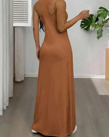 Women's Two Piece Maxi Dress Set Cutout Bodycon Tank and Dress Summer Outfit