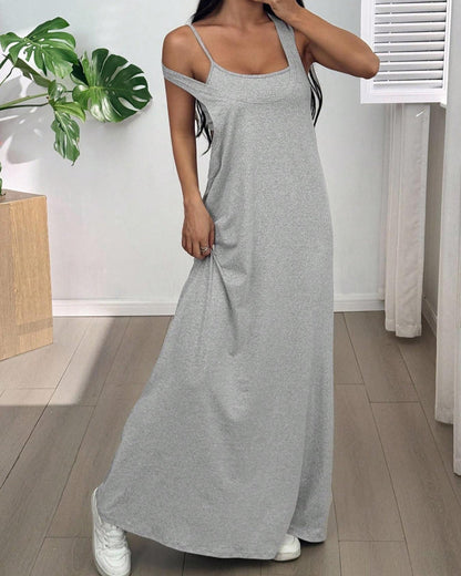 Women's Two Piece Maxi Dress Set Cutout Bodycon Tank and Dress Summer Outfit