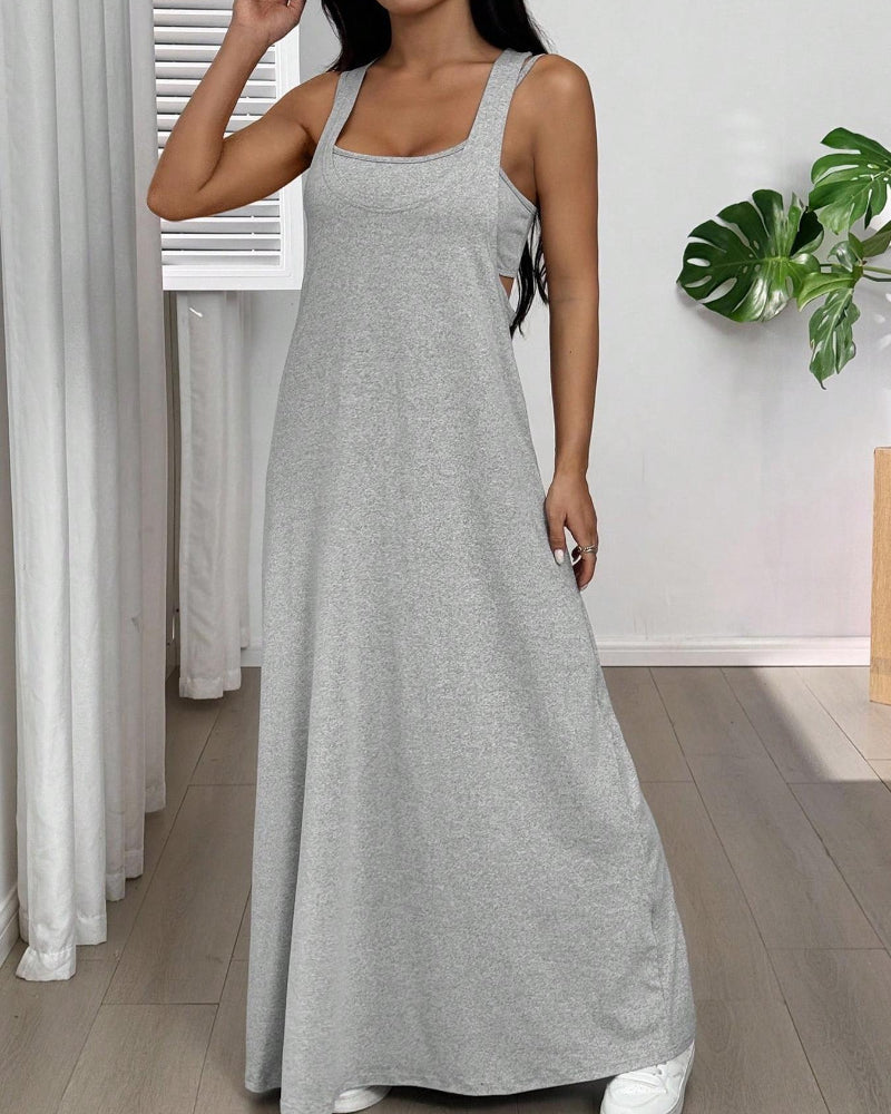 Women's Two Piece Maxi Dress Set Cutout Bodycon Tank and Dress Summer Outfit - Seldom Seen Styles