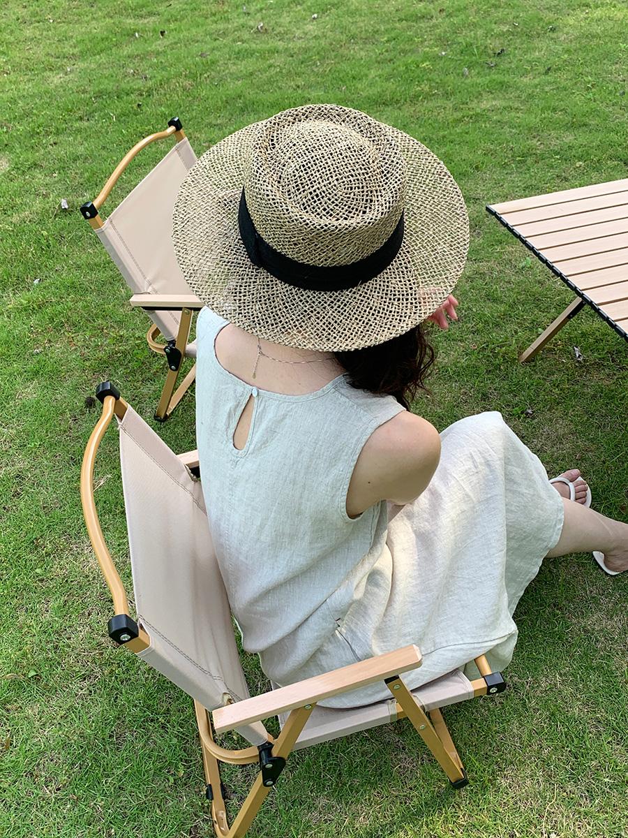 Women's Round Neck Sleeveless Loose 100% Linen Midi Dress Casual Summer Beach Vacation - Seldom Seen Styles
