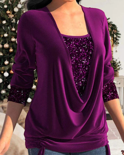 Damen-Langarmshirt mit Pailletten