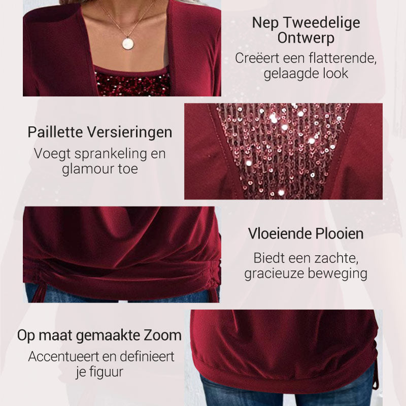 Damesshirt met lange mouwen en pailletten - Seldom Seen Styles