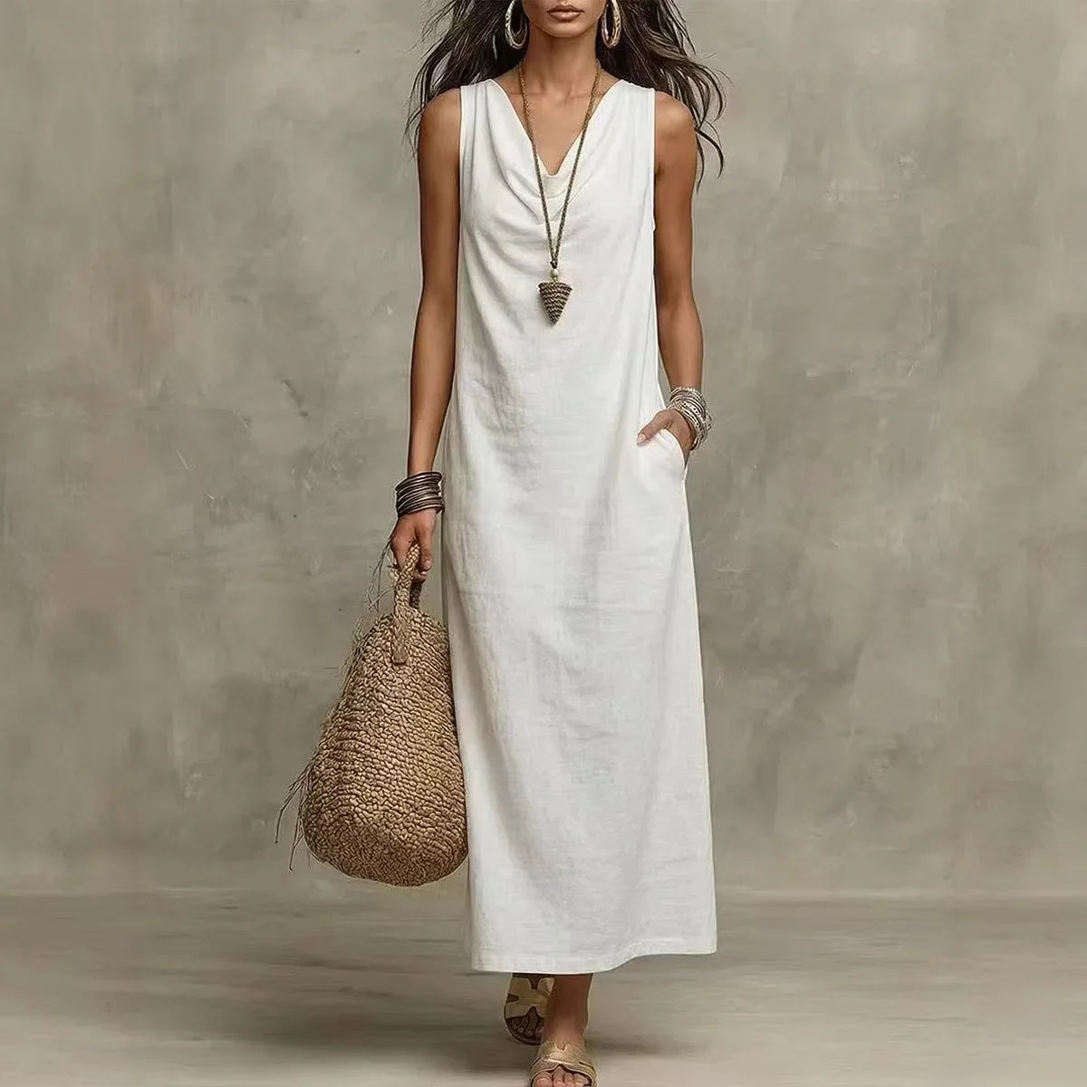 Dawson Linen Sleeveless Maxi Dress - Seldom Seen Styles