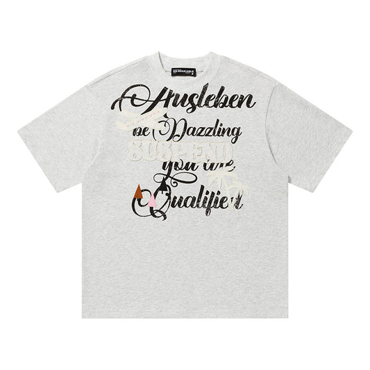 Dazzling Script Graphic Oversized T-Shirt Short Sleeve Crew Neck Casual Summer Streetwear Tee | Dazzling Script Tee - Seldom Seen Styles