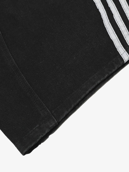 Jean barrel en denim à rayures contrastantes et surpiqûres - 2504