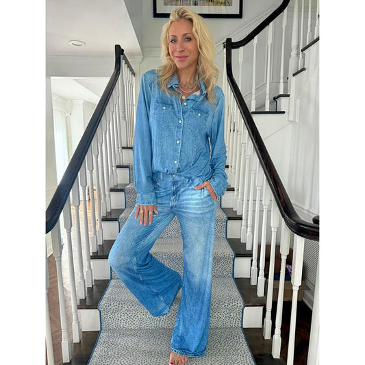 🌙 Denim Dreams Pajama Set – Cozy Fit, Soft Denim-Look Loungewear for All Night Comfort 🌟 - Seldom Seen Styles