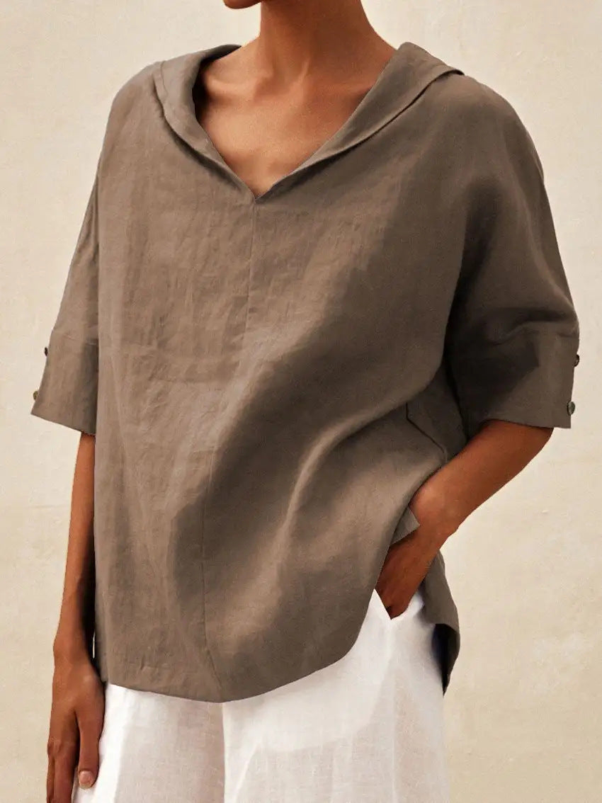Die klassische Leinenbluse mit V-Ausschnitt - Seldom Seen Styles