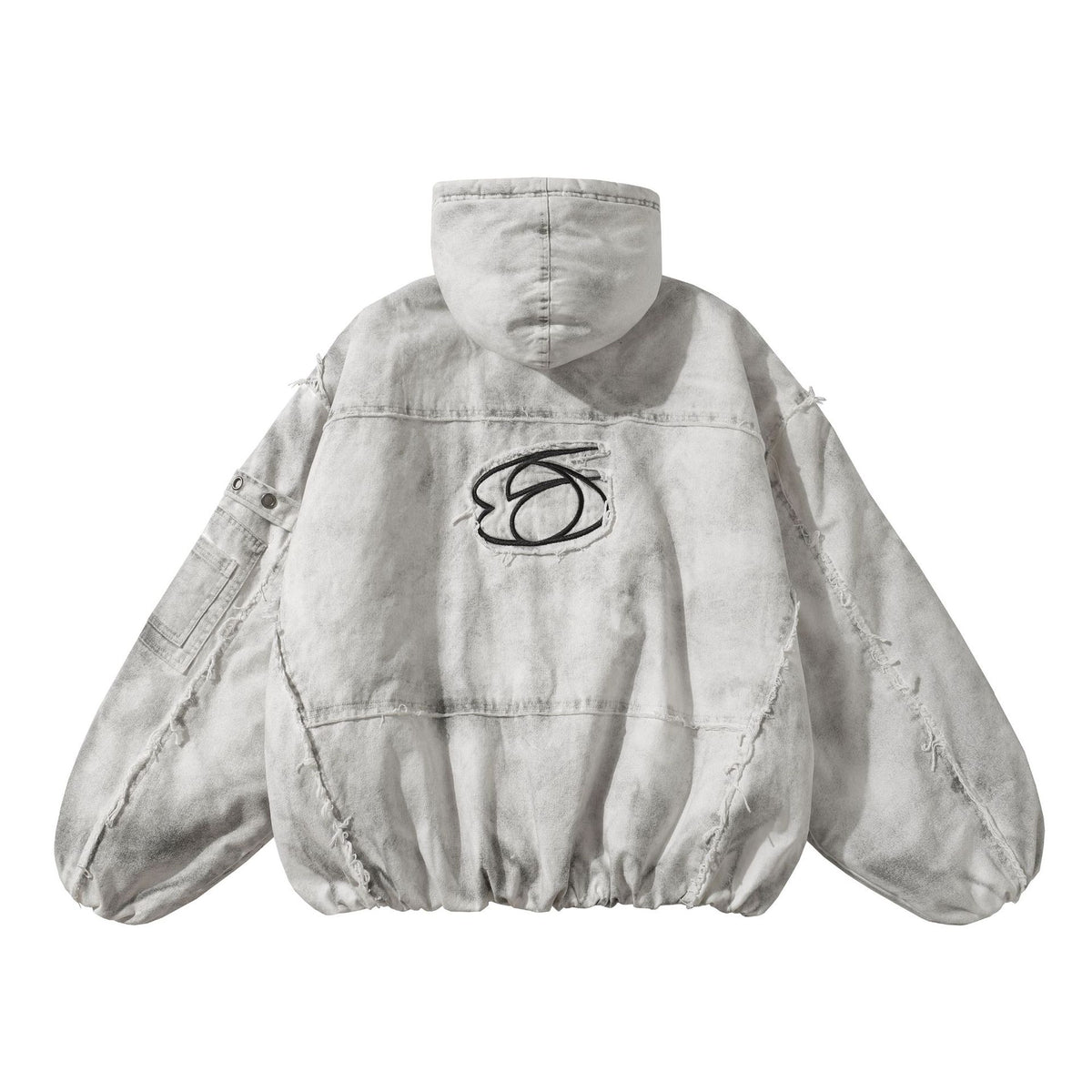 Distressed Raw Edge Washed Padded Cotton Jacket - Seldom Seen Styles