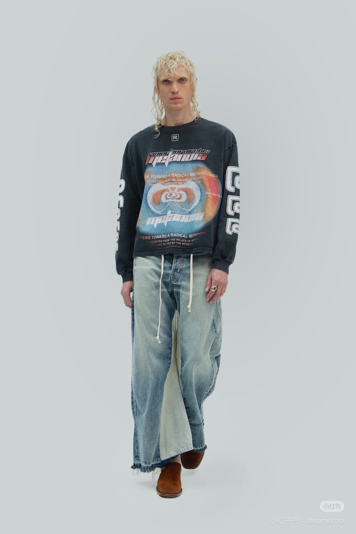Divinity Paper Garden Long-Sleeve Tee - Faded Black - Seldom Seen Styles