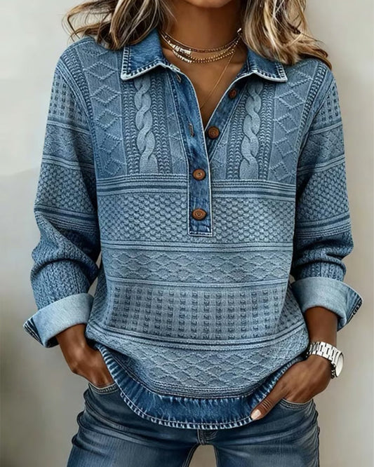 Dolores |Trendy Sweatshirt with Half Button and Collar - Seldom Seen Styles