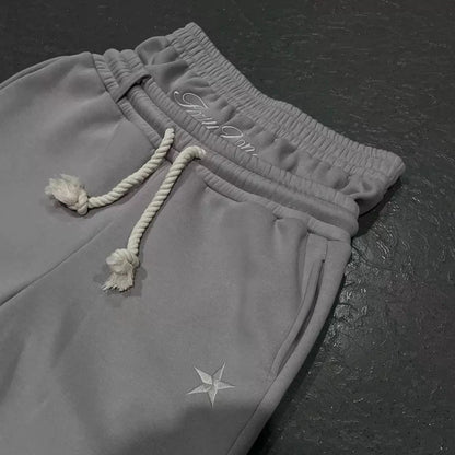 Pantalon de survêtement double taille homme Y2k Baggy Pantalon de survêtement avec cordon de serrage Jambe large Pantalon de sport ample vintage grunge