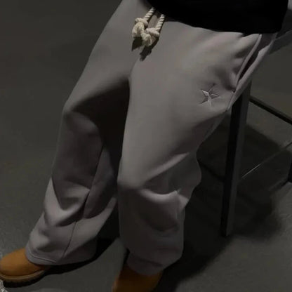 Pantalon de survêtement double taille homme Y2k Baggy Pantalon de survêtement avec cordon de serrage Jambe large Pantalon de sport ample vintage grunge