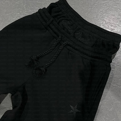 Pantalon de survêtement double taille homme Y2k Baggy Pantalon de survêtement avec cordon de serrage Jambe large Pantalon de sport ample vintage grunge