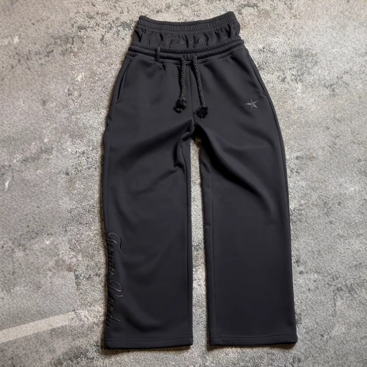 Double Waisted Sweatpants Men Y2k Baggy Sweatpants Drawstring Wide Leg Gym Workout Pants Loose Vintage Grunge Pants - Seldom Seen Styles