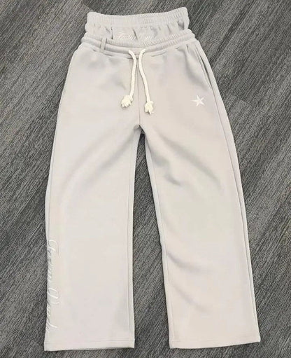 Pantalon de survêtement double taille homme Y2k Baggy Pantalon de survêtement avec cordon de serrage Jambe large Pantalon de sport ample vintage grunge