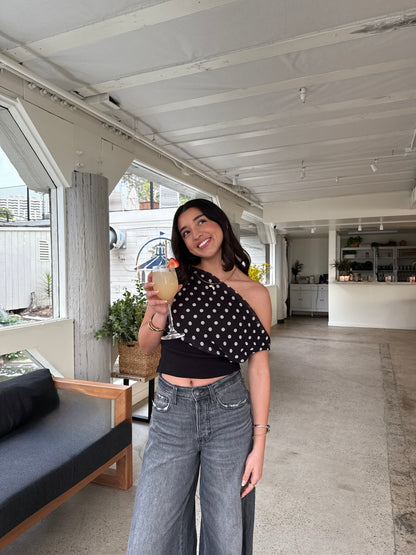 Kimmie polka dotted top - Black/white