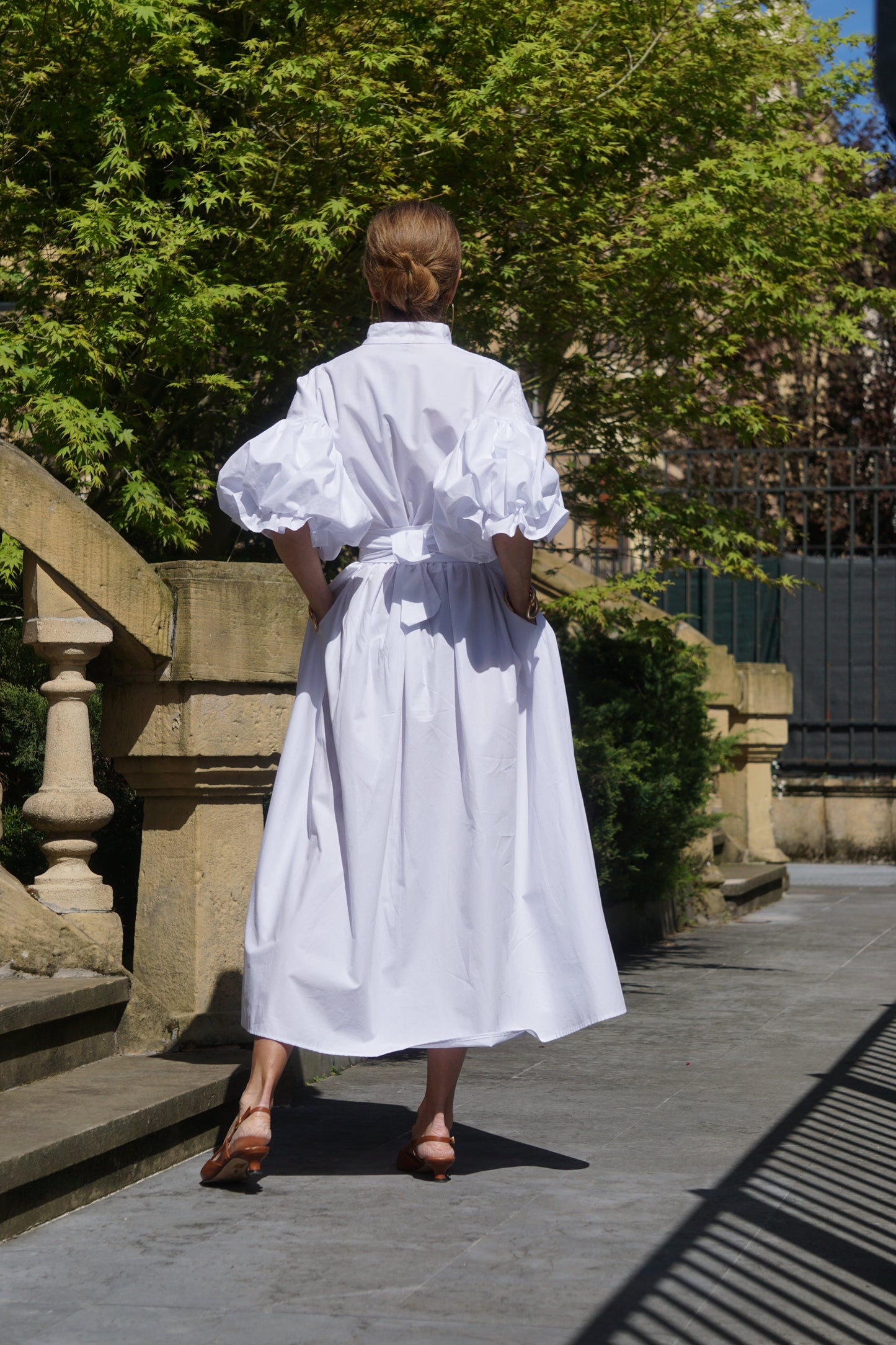 Women's White Maxi Dress Button Up Puff Sleeve Loose Fit Casual Summer Shirt Dress - Seldom Seen Styles