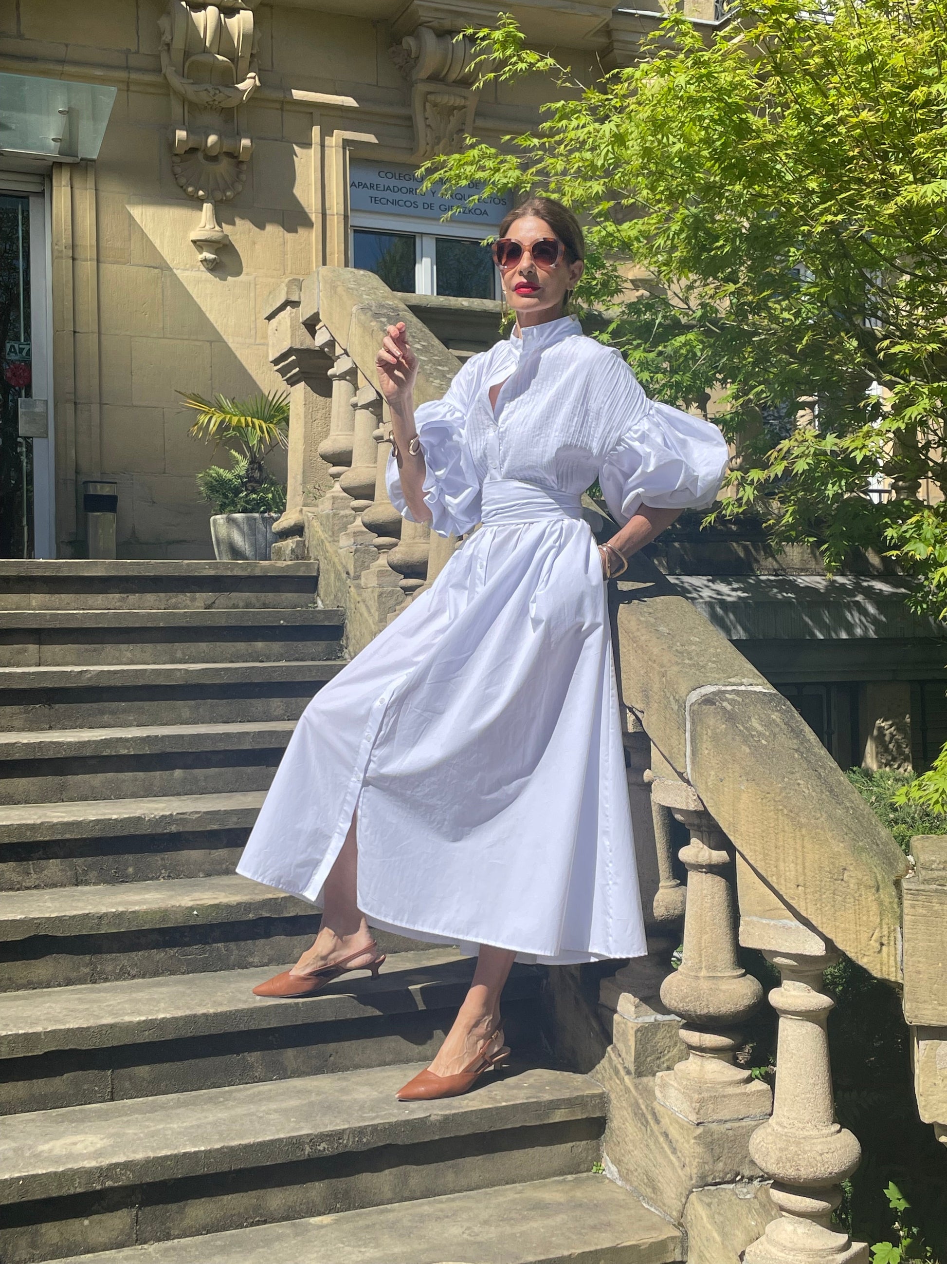 Women's White Maxi Dress Button Up Puff Sleeve Loose Fit Casual Summer Shirt Dress - Seldom Seen Styles