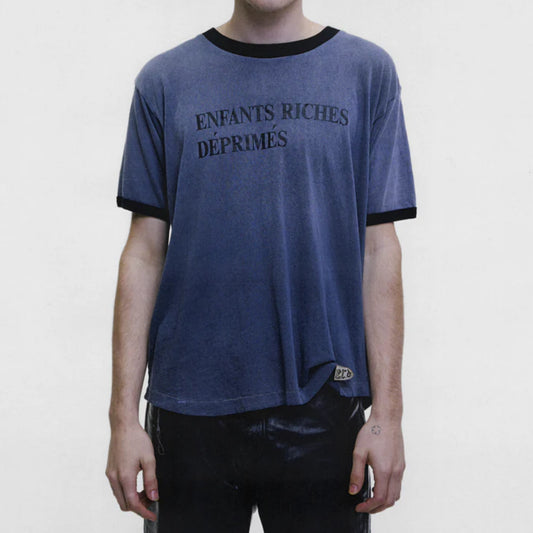 ENFANTS RICHES DÉPRIMÉS Classic Logo-Print Distressed Ringer T-Shirt - Seldom Seen Styles