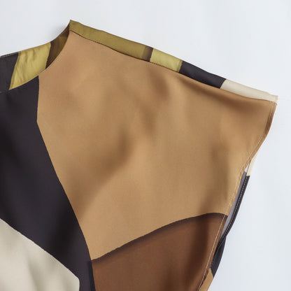 Ekala Twist Printed Maxi Dress Casual Pleated Satin Texture Long Dress