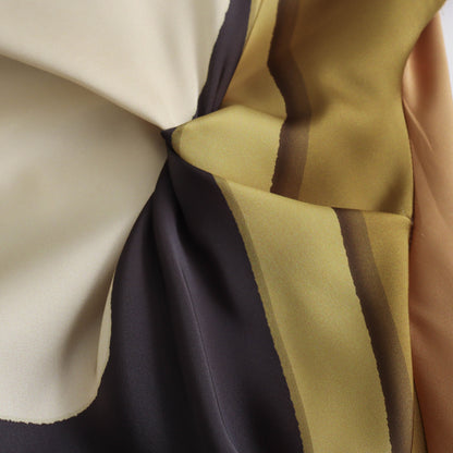 Ekala Twist Printed Maxi Dress Casual Pleated Satin Texture Long Dress