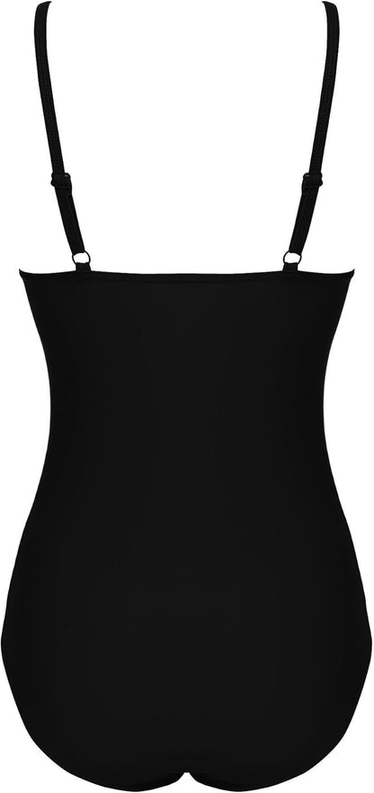 Ekouaer Women's One Piece Swimsuit Ruched Tummy Control Bathing Suits Vintage Retro Push Up Swimwear