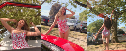 Ekouaer Women's One Piece Swimsuit Ruched Tummy Control Bathing Suits Vintage Retro Push Up Swimwear