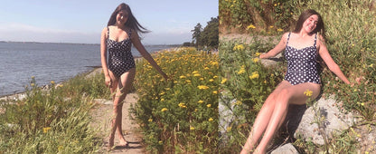 Ekouaer Women's One Piece Swimsuit Ruched Tummy Control Bathing Suits Vintage Retro Push Up Swimwear