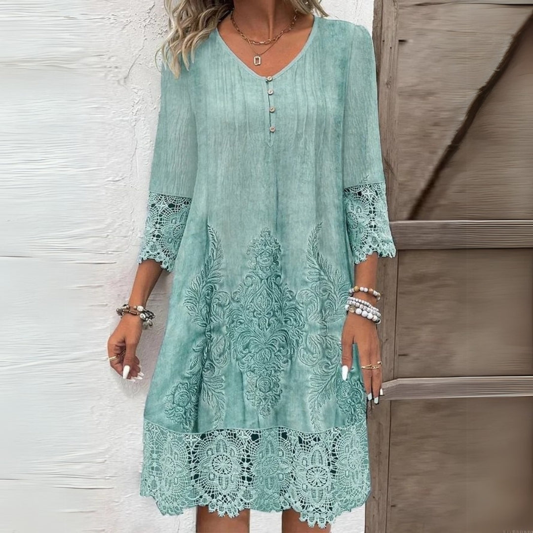 Elegant Floral-PrintAllover Midi-Silhouette-Embroidered Luxurious-Premium-Fabric With-Extremely-Delicate-Detailing Dress - Seldom Seen Styles