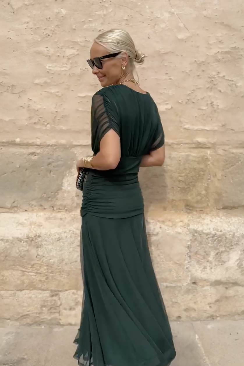 Elegant Maxi Dress for Women V Neck Chiffon Evening Dress Formal Wedding Guest Dress - Seldom Seen Styles