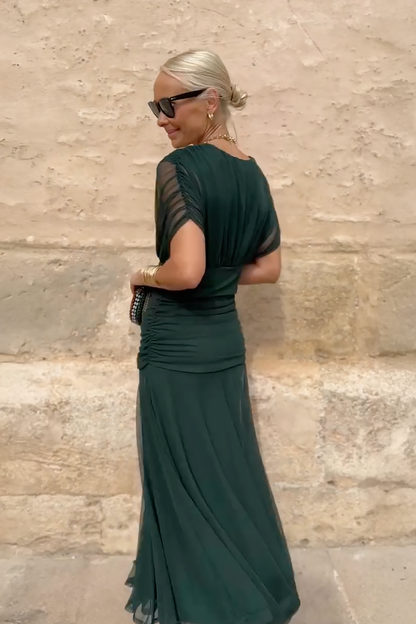Elegant Maxi Dress for Women V Neck Chiffon Evening Dress Formal Wedding Guest Dress