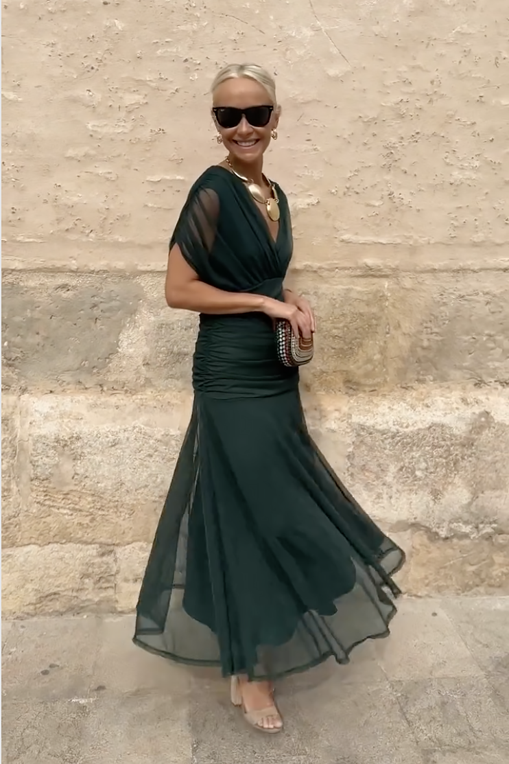 Elegant Maxi Dress for Women V Neck Chiffon Evening Dress Formal Wedding Guest Dress - Seldom Seen Styles