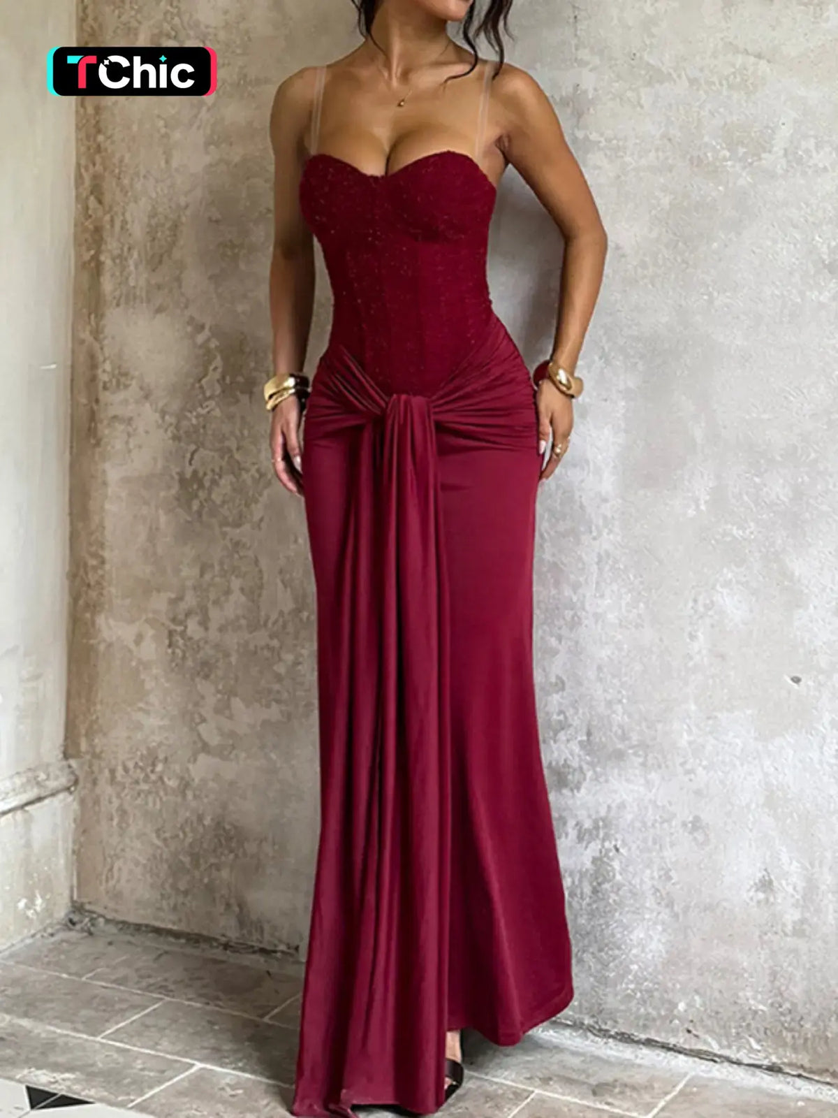 Elegant Strapless Corset Bodycon Long Formal Dress, with Ruched Detail, Perfect for Evening Prom Party - Seldom Seen Styles