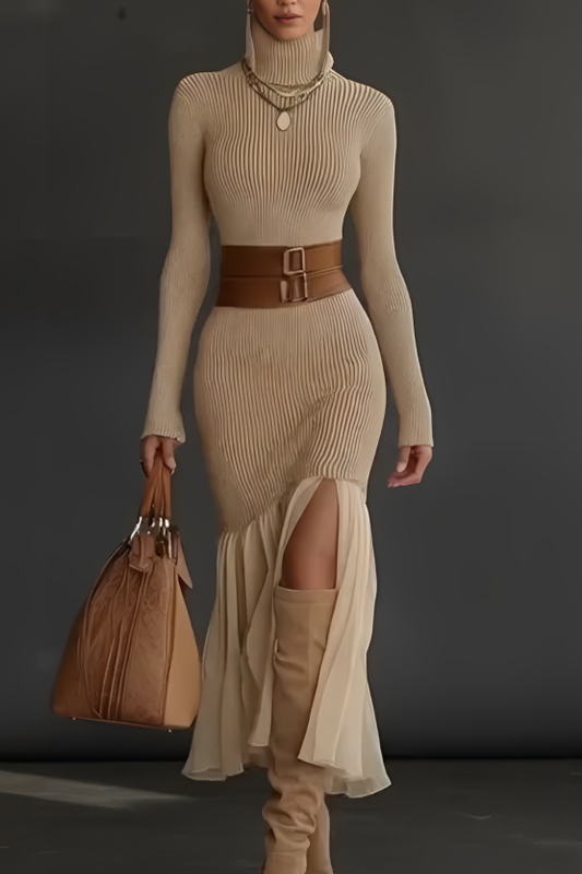 Elegant Turtleneck Knit Dress - Seldom Seen Styles