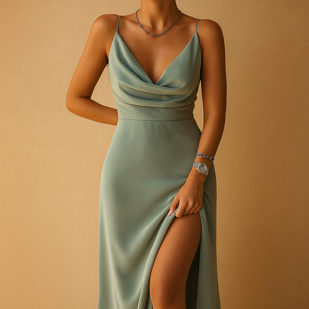 Elegant V-neck maxi dress for formal occasions for women | Amelia - Seldom Seen Styles