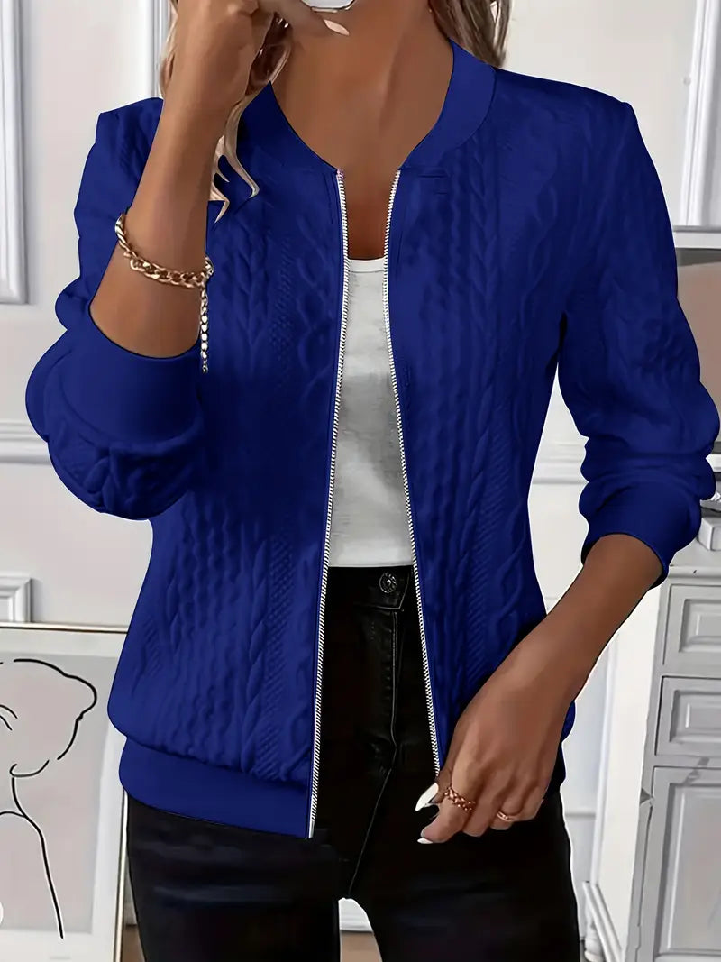 Elvarine | Textured Zip-Up Bomber Jacket - Seldom Seen Styles